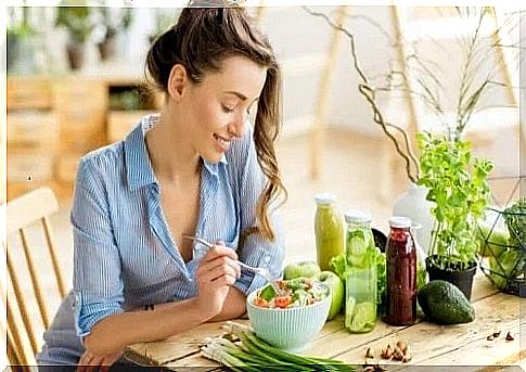 Woman serving dinner