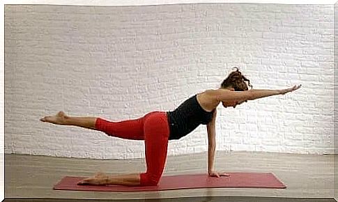 Girl doing exercises for the lumbar spine