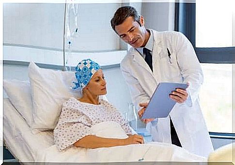 Physician explaining the different types of chemotherapy to a patient