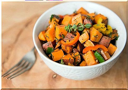 Bowl of sweet potato salad