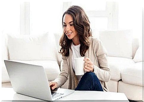 Woman addicted to online shopping