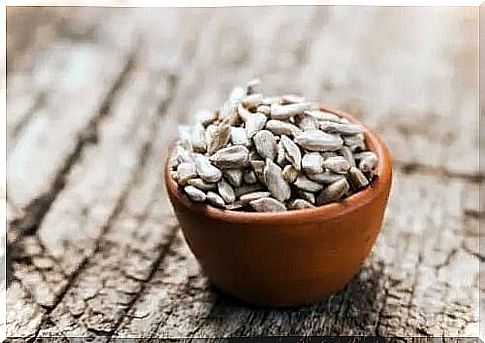 Bowl with sunflower seeds